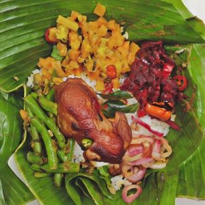 Sri Lankan Mutton Rice & Curry Wrapped with Banana Leaf